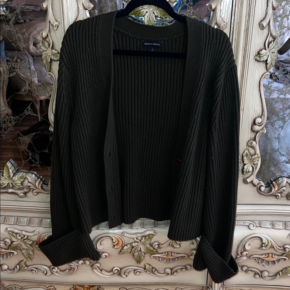 Banana Republic Dark Green Cardigan Sweater